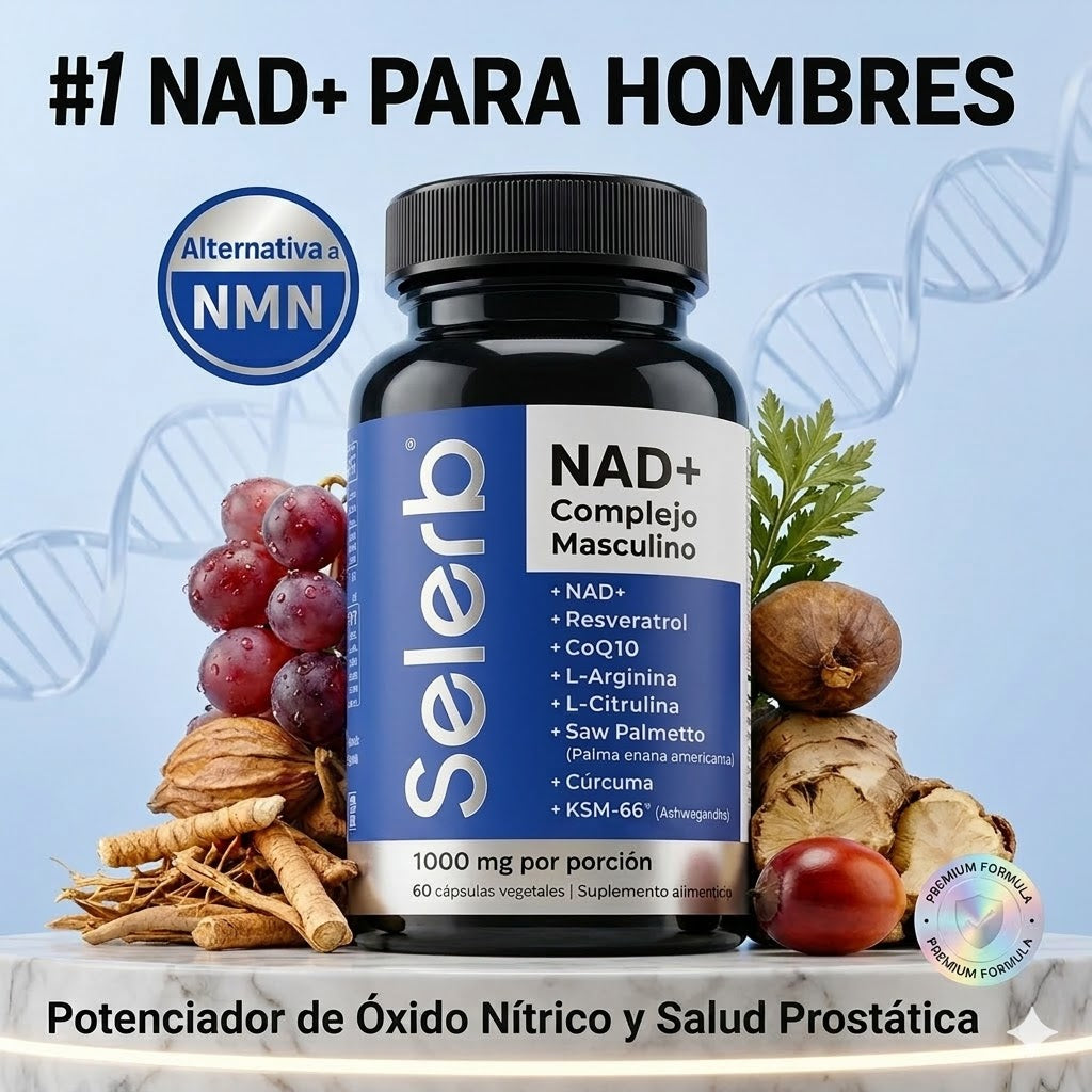 Selerb NAD+ Complex Masculino – Potenciador de Energía Celular y Vitalidad – 60 Cápsulas Premium