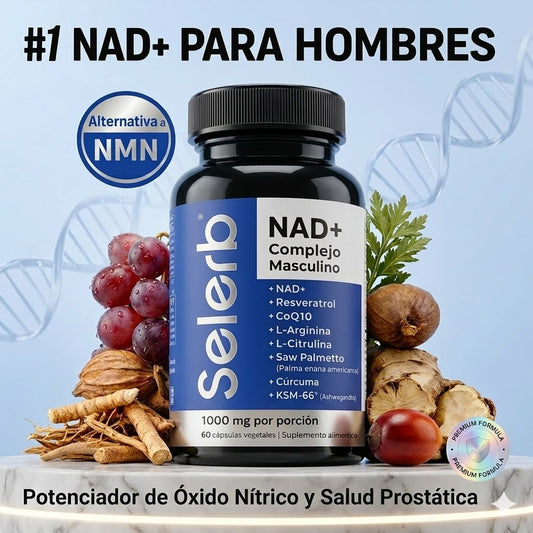 Selerb NAD+ Complex Masculino – Potenciador de Energía Celular y Vitalidad – 60 Cápsulas Premium